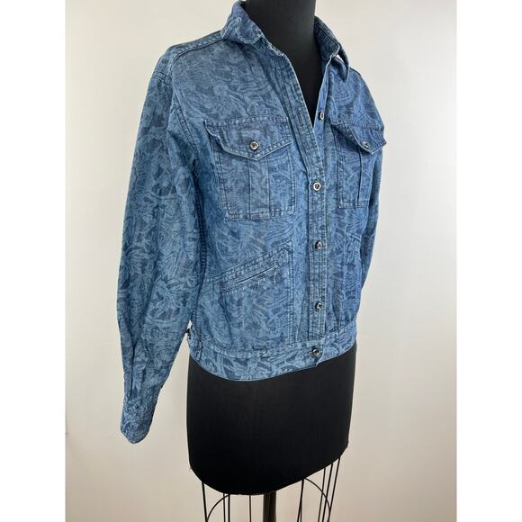 Isabel Marant Etoile Blue Cotton Linen Blend Brocade Denim Jacket Size 36 - Picture 5 of 10